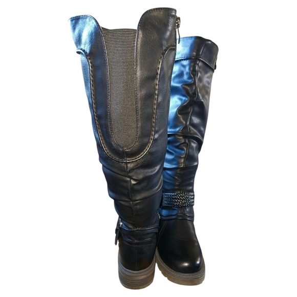 WANDERLUST FIONA3 wide cafe vegan leather knee high winter boots NIB 8.5W - Picture 7 of 16